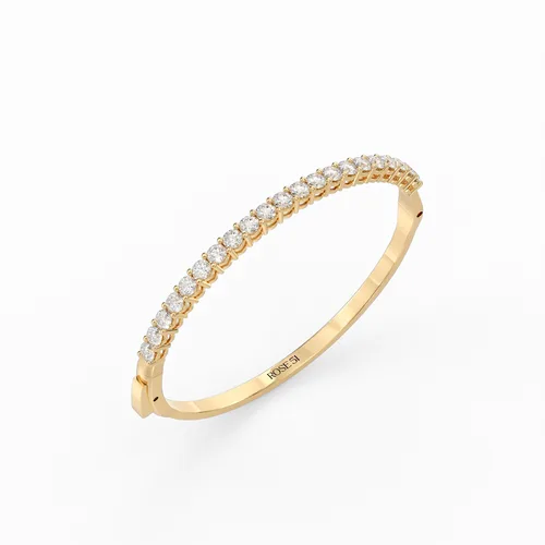 צמיד קשיח משובץ חצי יהלומים עגולים