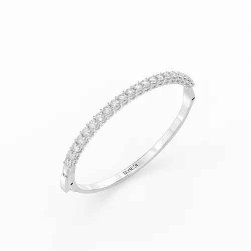 צמיד קשיח משובץ חצי יהלומים עגולים