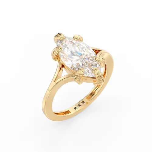 טבעת מרקיזה שילוב שיני עלים