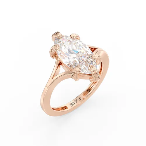 טבעת מרקיזה שילוב שיני עלים